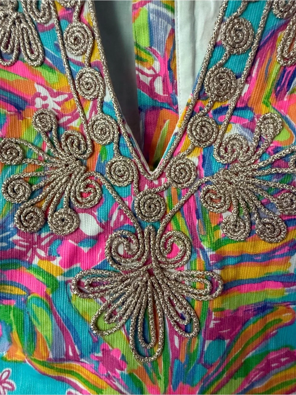 Lilly Pulitzer Turquoise Multicolor Embellished Shift Dress - Picture 2 of 8